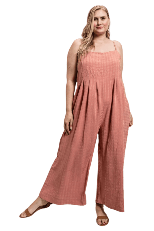 Dusty Rose Sleeveless Jumpsuit with Side Button Detailing - minbolu