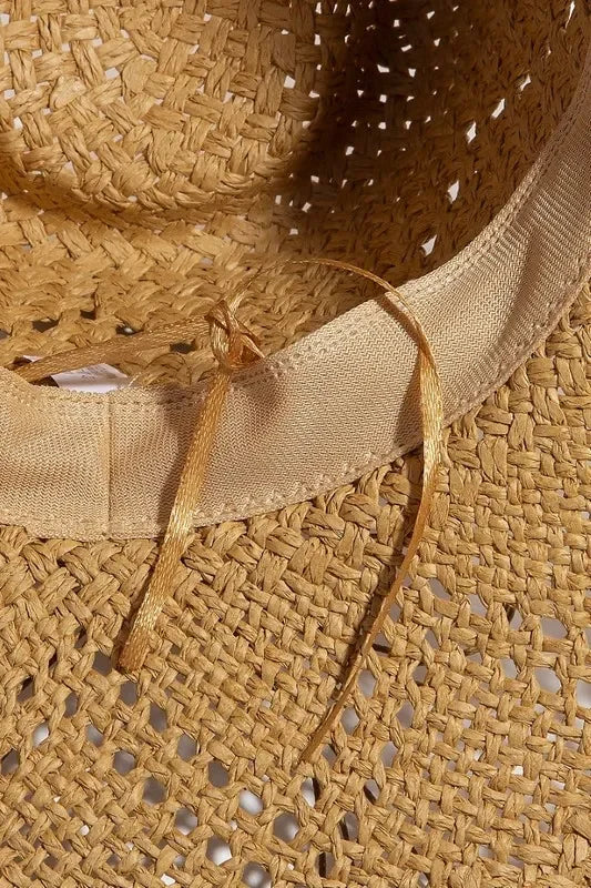 Fame Mixed Beaded Strap Western Fedora Straw Hat - minbolu -