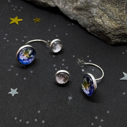 Earth and Moon Ear Jacket Earrings - minbolu