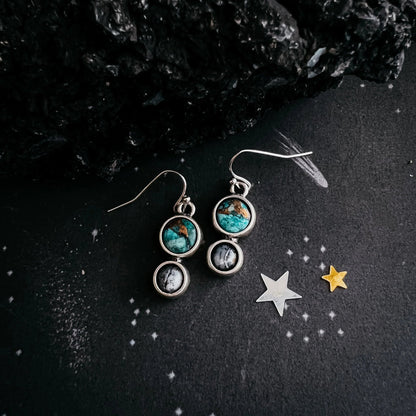 Earth and Moon Natural Stone Dangle Earrings - minbolu