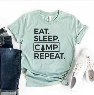 Eat Sleep Camp Repeat T-shirt - minbolu -