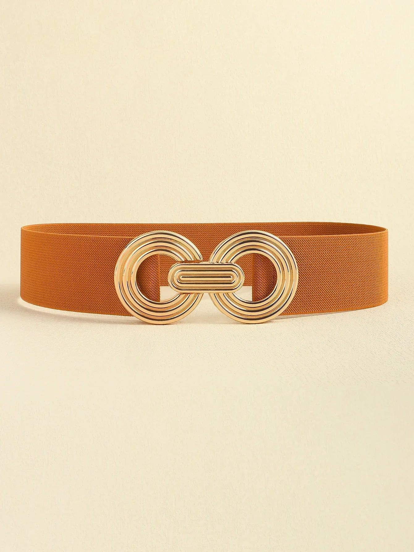 Geometric Buckle Wide Belt - Trendy Elastic Accessory - minbolu -