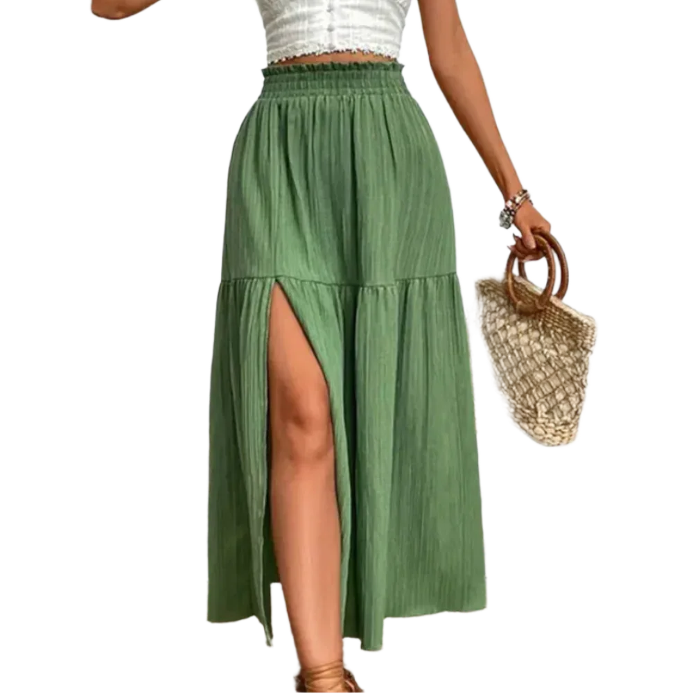 Frill Slit Skirt - Chic and Flattering Design - minbolu -