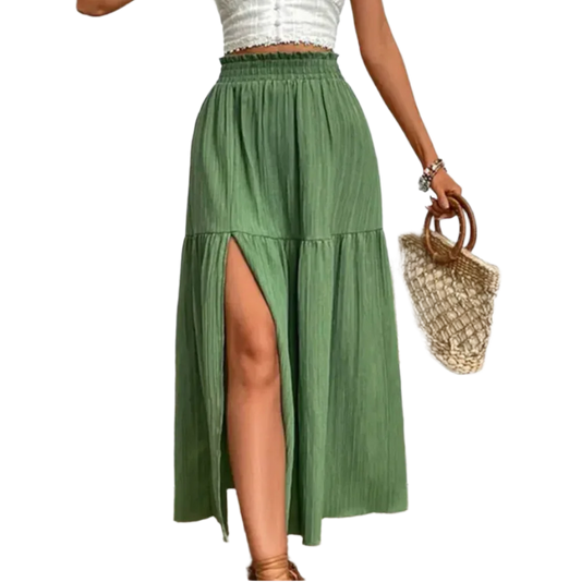 Frill Slit Skirt - Chic and Flattering Design - minbolu -