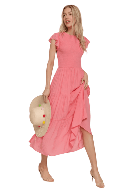 Elegant Smocked Tiered Dress - Versatile & Stylish - minbolu -