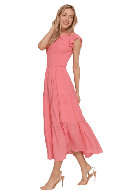 Elegant Smocked Tiered Dress - Versatile & Stylish - minbolu -