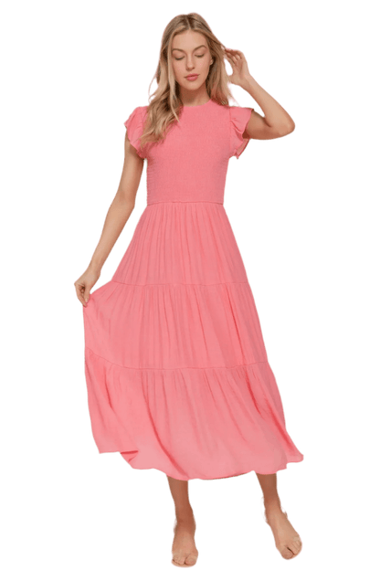 Elegant Smocked Tiered Dress - Versatile & Stylish - minbolu -