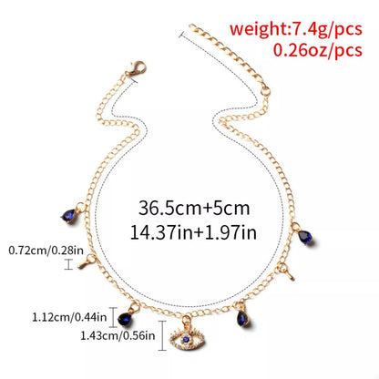 Evil Eye Charm Necklace - 18K Gold Plated Protection Jewelry - minbolu -