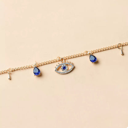 Evil Eye Charm Necklace - 18K Gold Plated Protection Jewelry - minbolu -