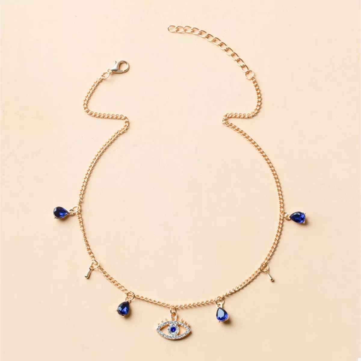 Evil Eye Charm Necklace - 18K Gold Plated Protection Jewelry - minbolu -