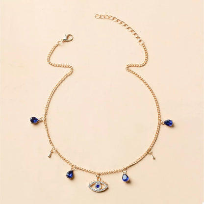 Evil Eye Charm Necklace - 18K Gold Plated Protection Jewelry - minbolu -