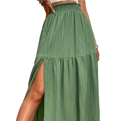Frill Slit Skirt - Chic and Flattering Design - minbolu -