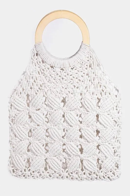 Fame Boho Braided Wooden Top Handle Bag - minbolu