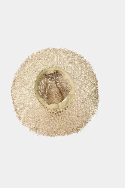 Fame Fringe Edge Straw Braided Western Fedora Hat - minbolu -