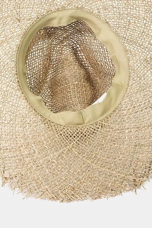 Fame Fringe Edge Straw Braided Western Fedora Hat - minbolu -