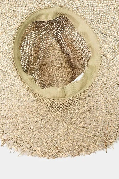 Fame Fringe Edge Straw Braided Western Fedora Hat - minbolu -
