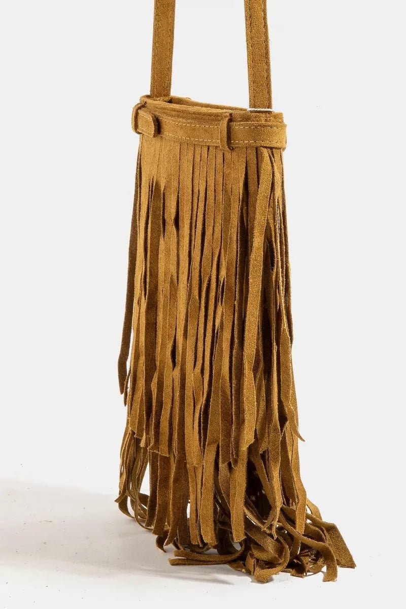 Fame Long Fringe Bucket Shoulder Bag - minbolu -