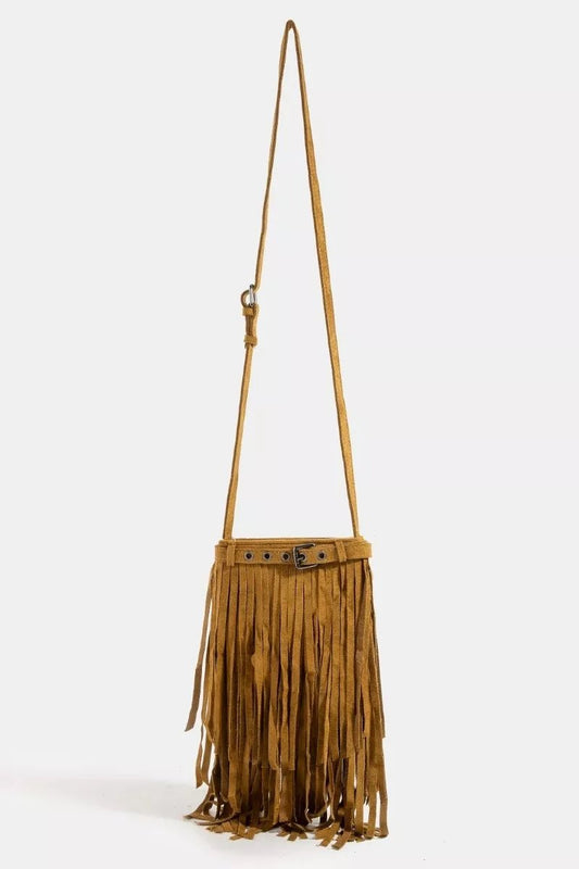 Fame Long Fringe Bucket Shoulder Bag - minbolu -
