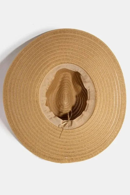 Fame Shell Beaded Wide Brim Straw Hat - minbolu