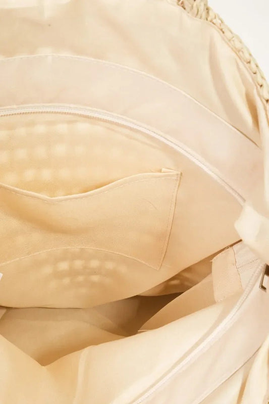 Fame Straw Braided Beach Tote Bag - minbolu -