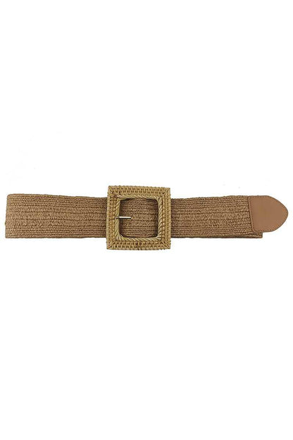 Fashion Square Straw Buckle Belt - Trendy Boho Accessory - minbolu