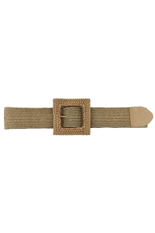 Fashion Square Straw Buckle Belt - Trendy Boho Accessory - minbolu -