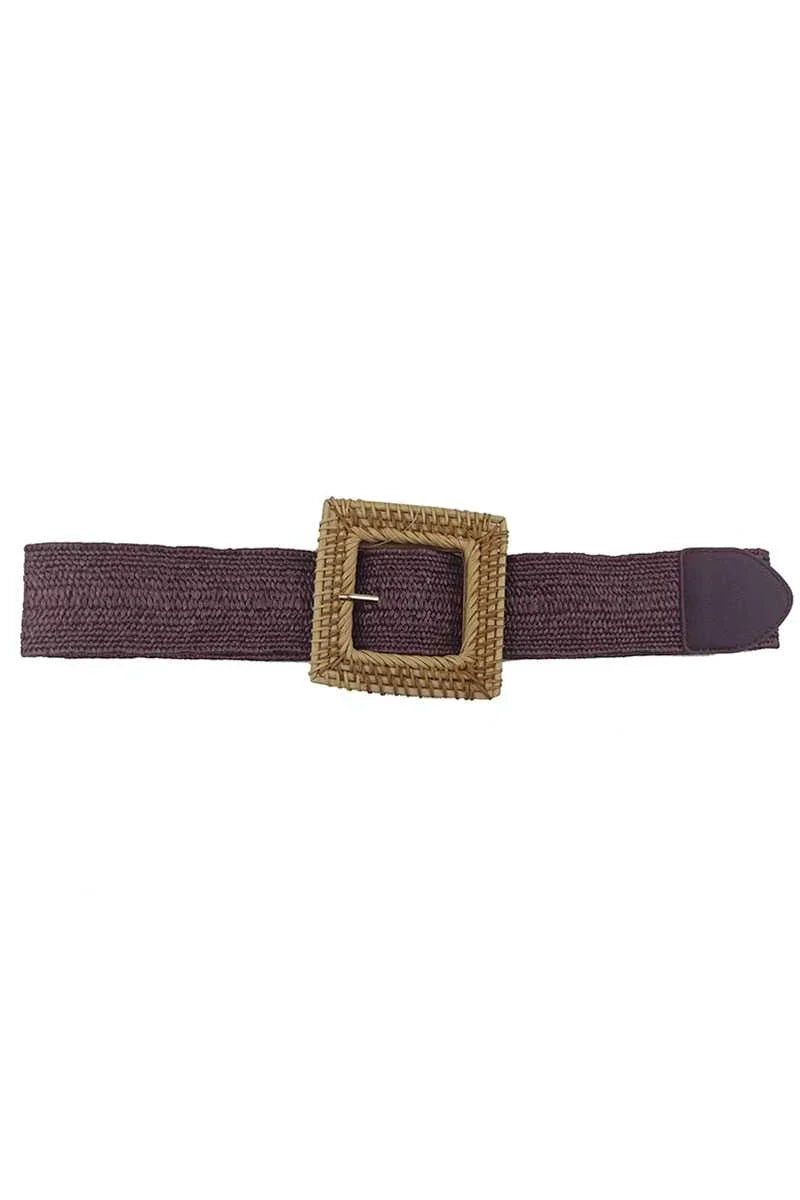 Fashion Square Straw Buckle Belt - Trendy Boho Accessory - minbolu