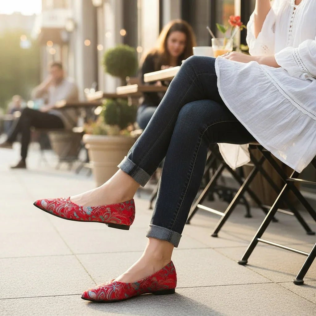 Flat Slip - On Point Toe Flats - Rhinestone Embellished Women's Shoes - minbolu