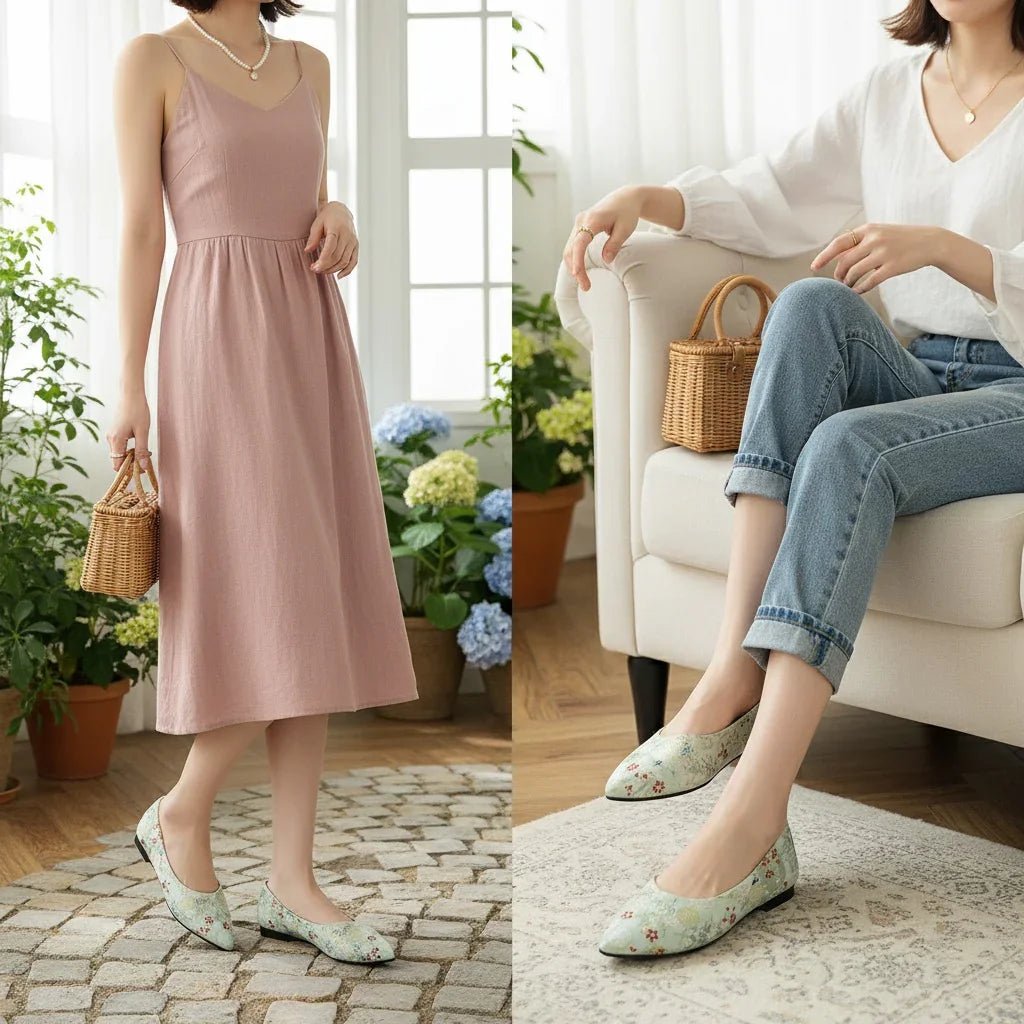 Flat Slip - On Point Toe Flats - Rhinestone Embellished Women's Shoes - minbolu