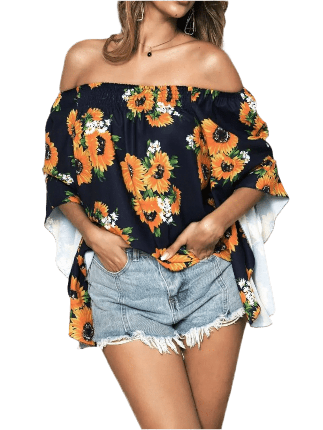 Floral Off-Shoulder Flounce Sleeve Blouse - Chic Summer Top - minbolu -