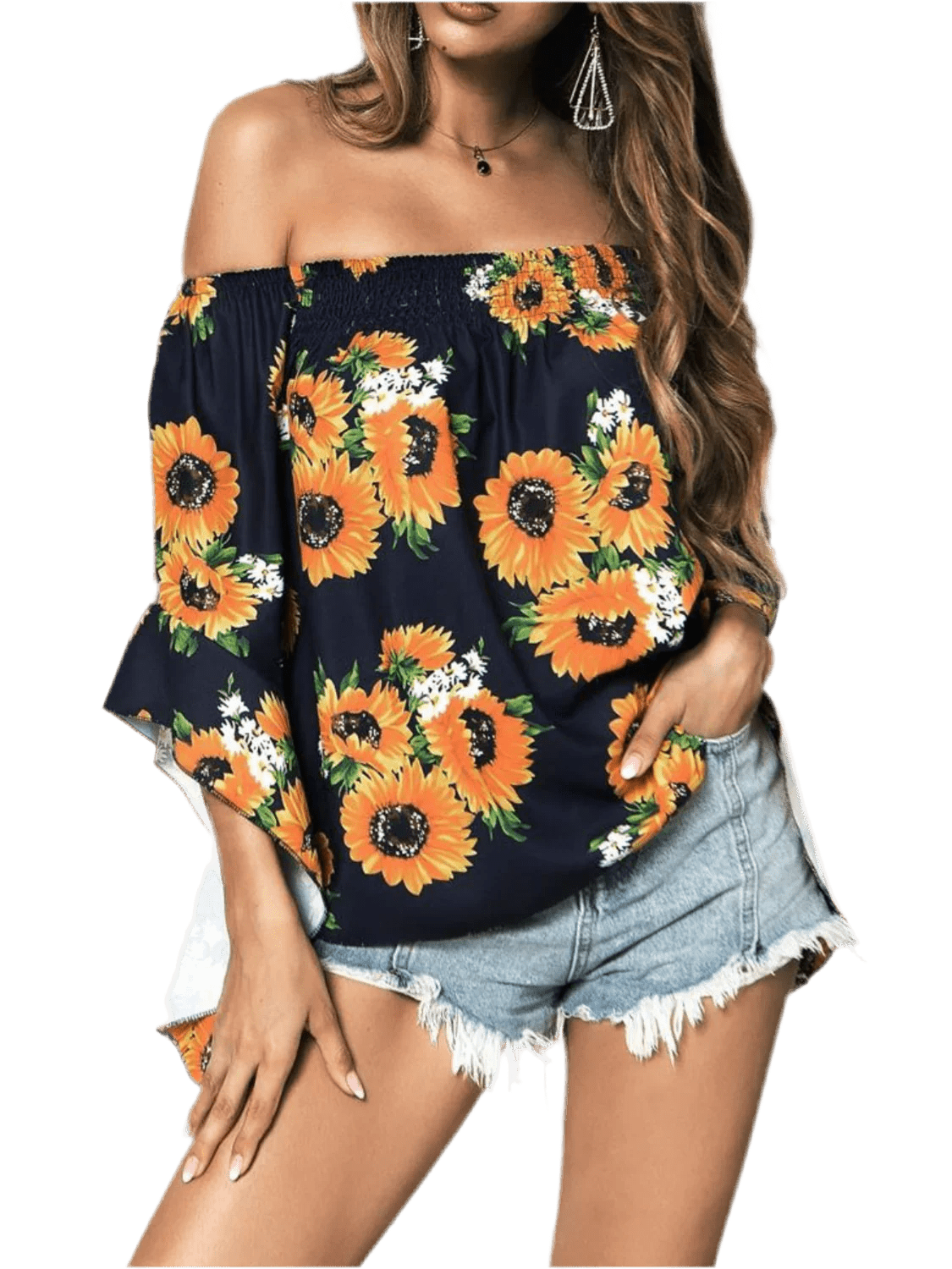 Floral Off-Shoulder Flounce Sleeve Blouse - Chic Summer Top - minbolu -