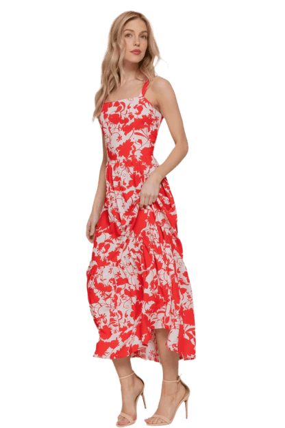 Floral Print Cami Midi Dress - Lightweight & Elegant - minbolu -