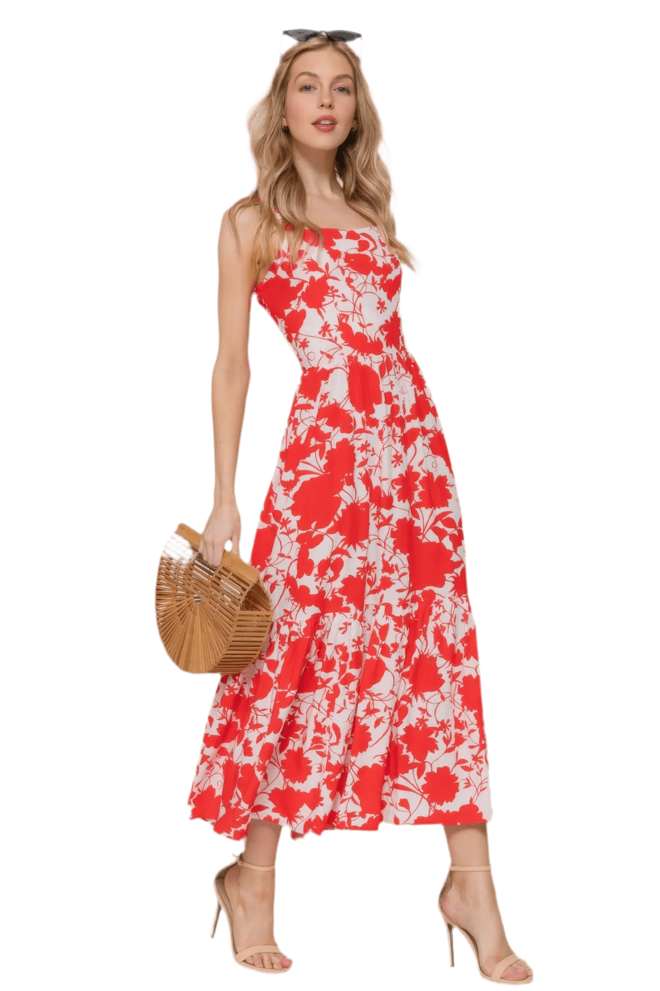 Floral Print Cami Midi Dress - Lightweight & Elegant - minbolu -