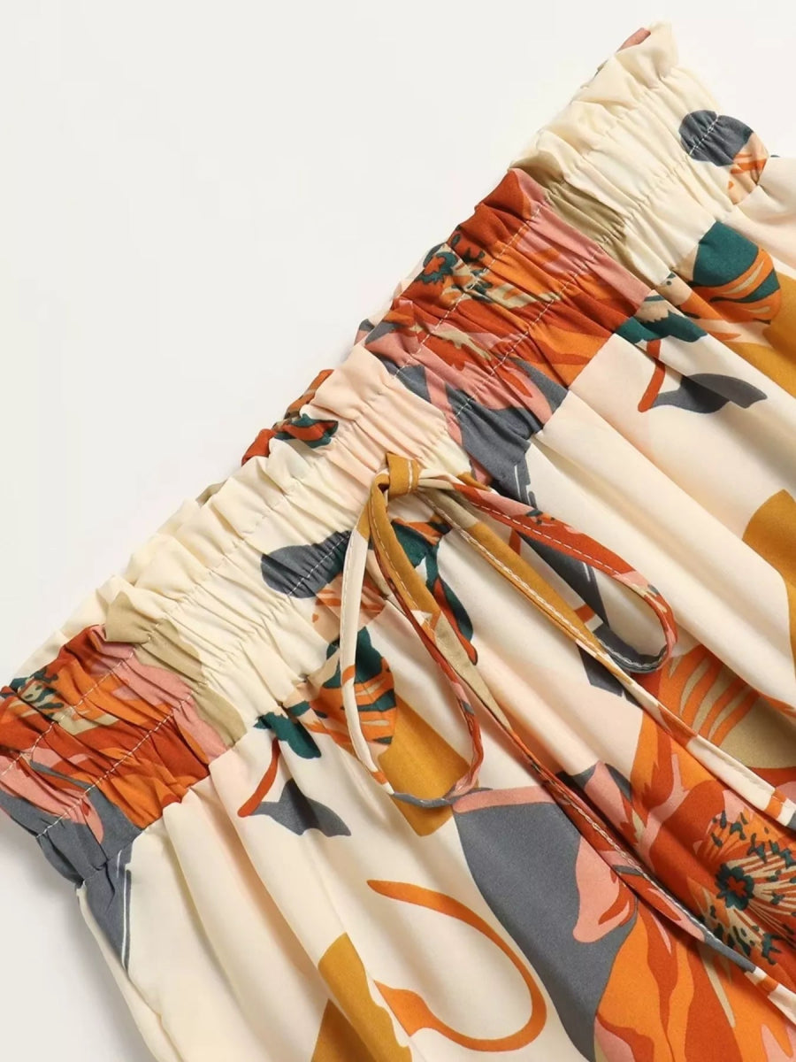 Full Size Floral Print Tiered Skirt Plus Size - minbolu -