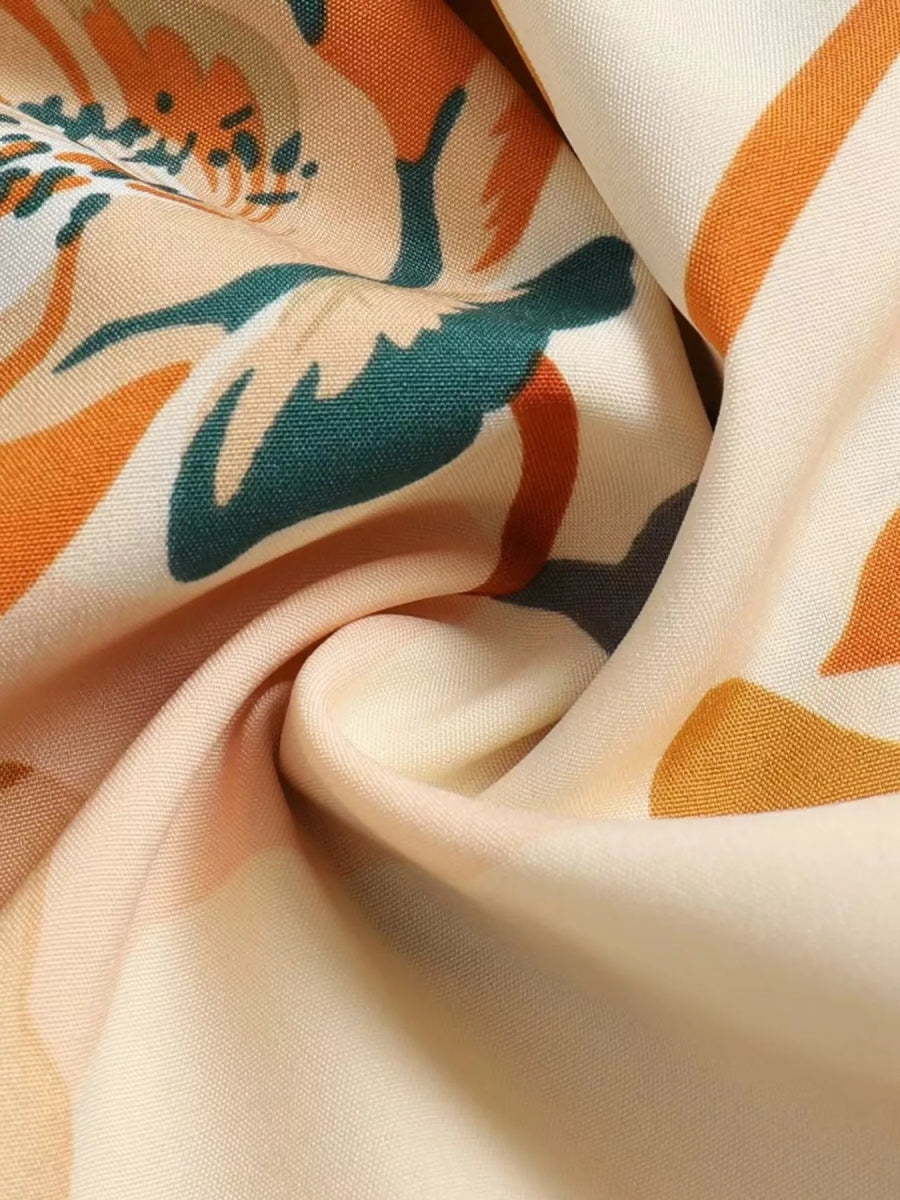 Full Size Floral Print Tiered Skirt Plus Size - minbolu -