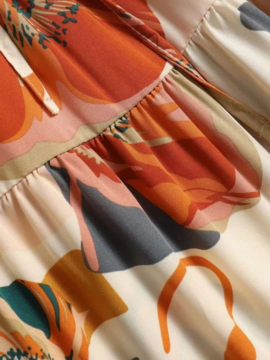 Full Size Floral Print Tiered Skirt Plus Size - minbolu -