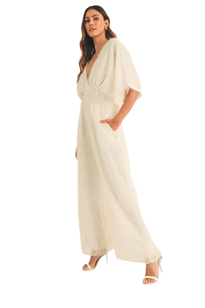 Fluffy Deep V Neck Wide Leg Jumpsuit - minbolu -