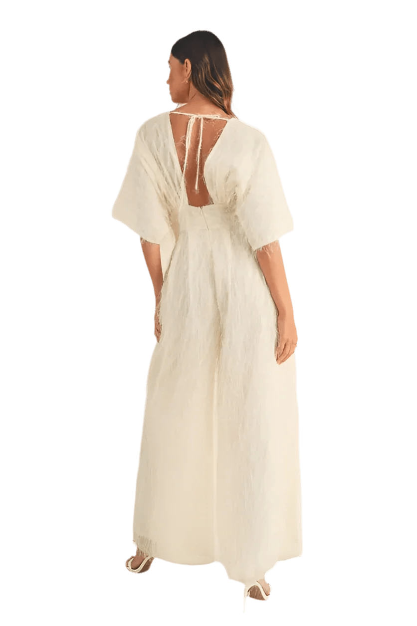 Fluffy Deep V Neck Wide Leg Jumpsuit - minbolu