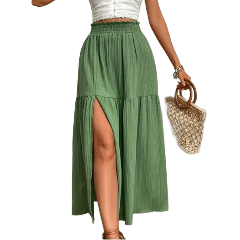 Frill Slit Skirt - Chic and Flattering Design - minbolu -