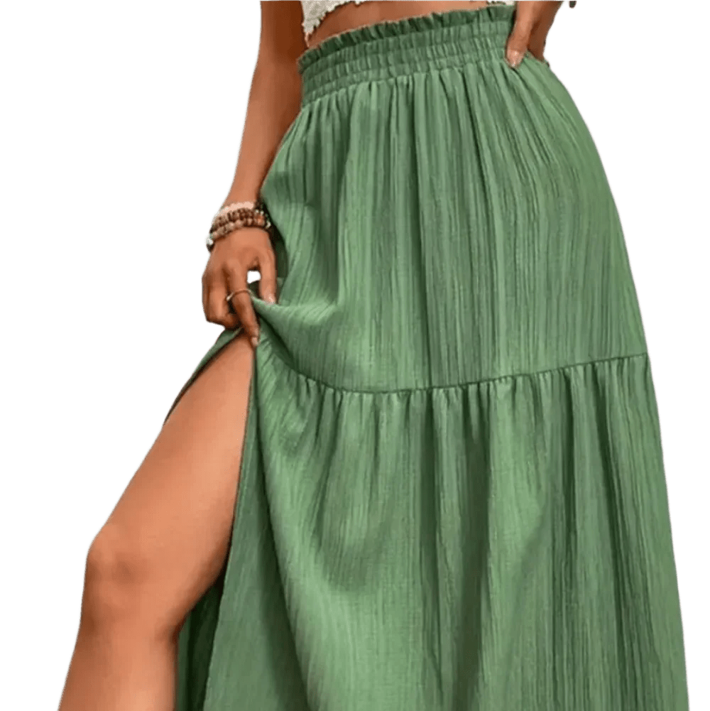 Frill Slit Skirt - Chic and Flattering Design - minbolu