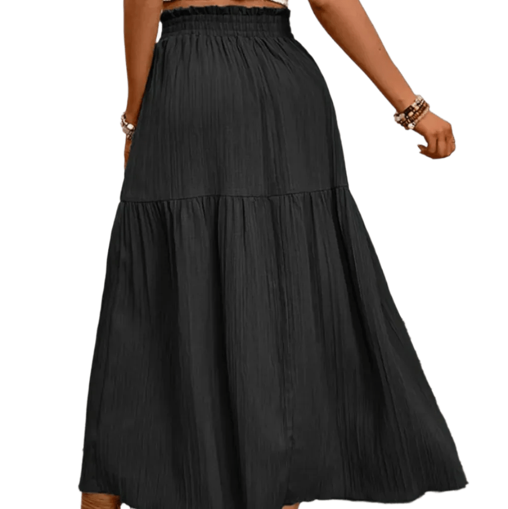 Frill Slit Skirt - Chic and Flattering Design - minbolu