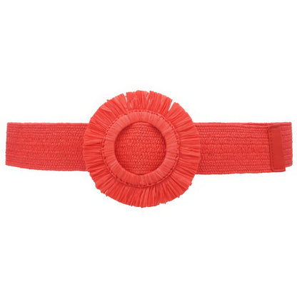 Fringe Circle Straw Belt - minbolu -