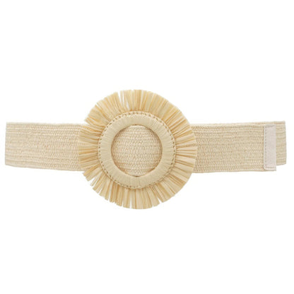 Fringe Circle Straw Belt - minbolu -