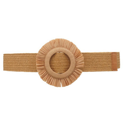 Fringe Circle Straw Belt - minbolu -