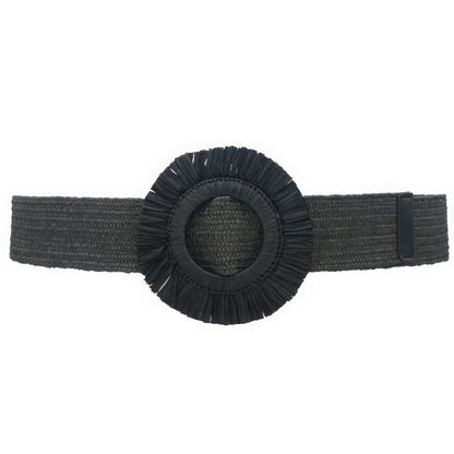 Fringe Circle Straw Belt - minbolu -