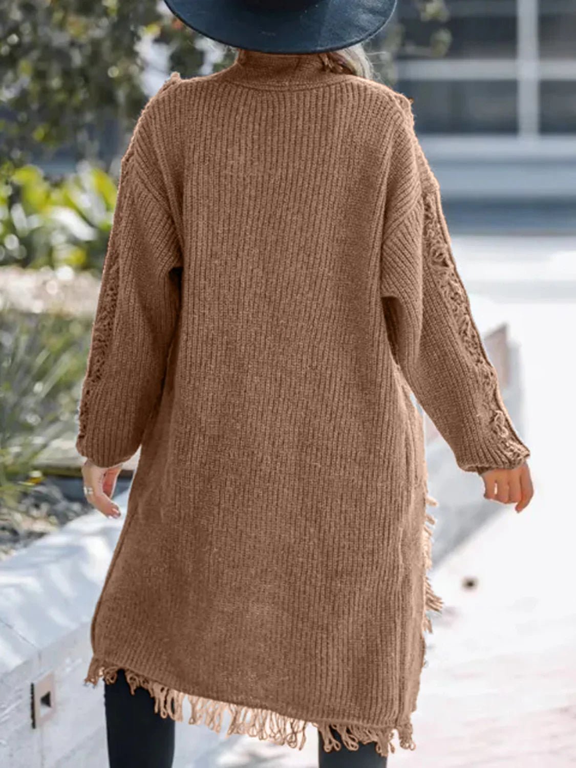 Fringe Open Front Cardigan - minbolu