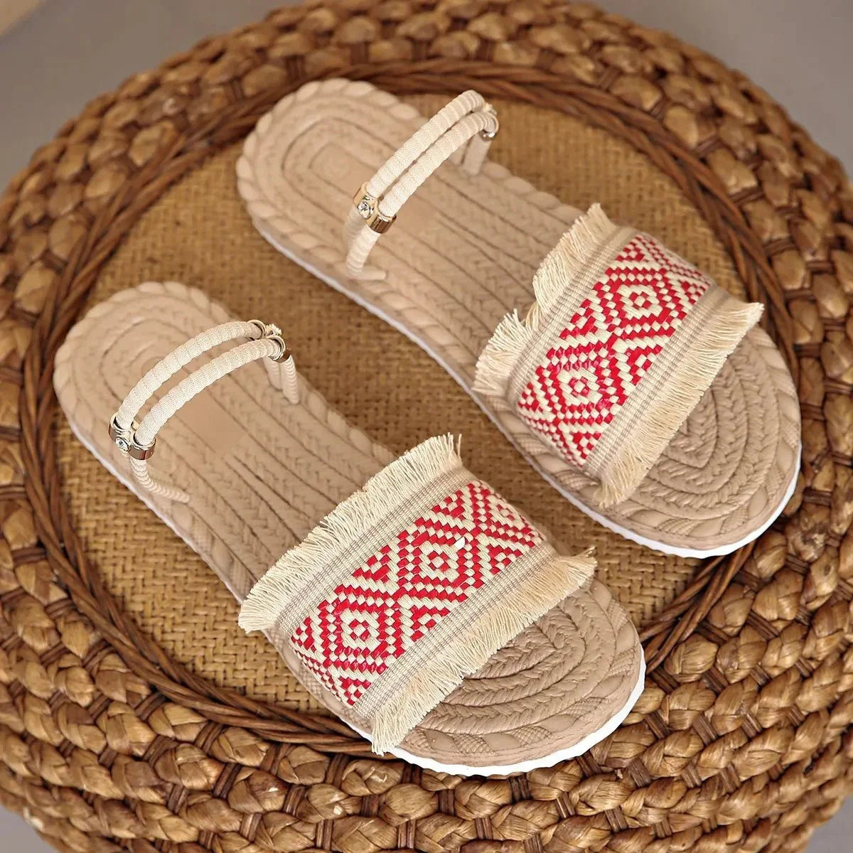 Fringe Open Toe Sandals - minbolu -