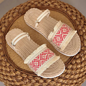 Fringe Open Toe Sandals - minbolu -