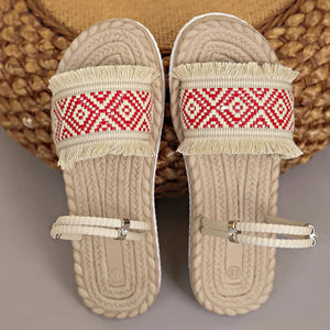 Fringe Open Toe Sandals - minbolu -