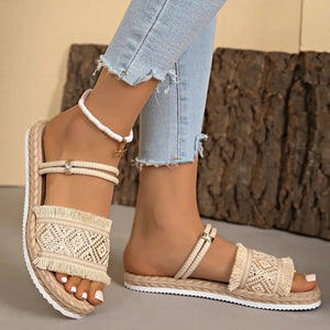 Fringe Open Toe Sandals - minbolu -